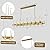 Modern Gold Linear Chandelier for Dining Room, 54'' Rectangular Dining Chandeliers Over Dining Table 16 Light, Linear Chandelier Lighting Fixture with Glass over Kitchen Island, Includes Bulbs