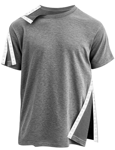 Shoulder Recovery Shirts Unisex-Post Shoulder of Short Sleeves with Hidden Snap Buttons on Sides