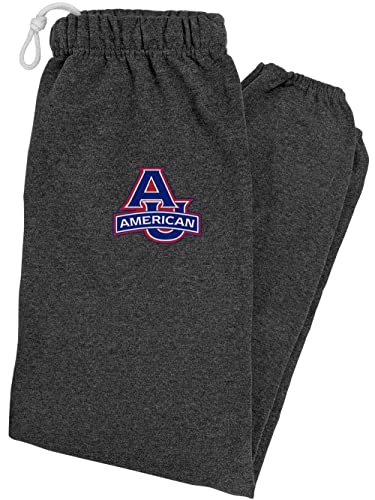LOGOVISION American University Primary Logo Mens Jogger Sweatpants, Charcoal Heather, Small