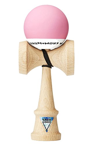 Original KROM Pro Kendama aus Holz für Anfänger und Fortgeschrittene - POP Rosa - Geschicklichkeitsspiel für draußen und drinnen - Holzspielzeug mit Schnur und Ball - Kendama Skilltoy Kugelfangspiel