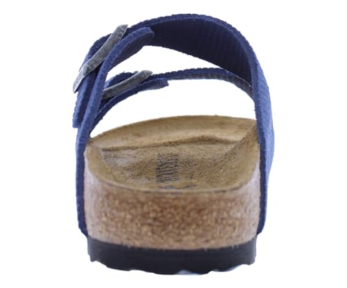 Image of Birkenstock Arizona BS Narrow Unisex Shoes Size 3, Color: Corduroy Indigo /Ocean Blue