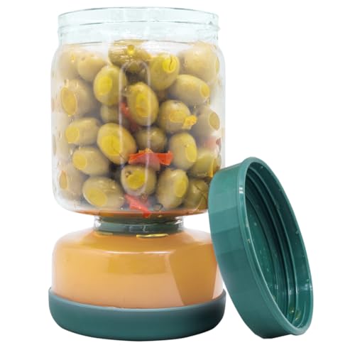 NERTHUS FIH 1541 – Tarro de Cristal para Encurtidos con Sistema Invertido – Separación Fácil del Líquido – Tapa Hermética y Base de Silicona – 900 ml – Libre de BPA y PFAS