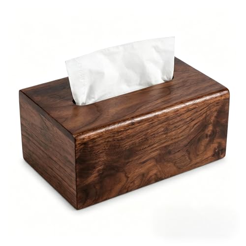 Walnut Tissue Box Cover with Removable Lid,Wooden Home Table Office Desktop Paper Holder Rectangular,Bathroom Decorative Napkins Storage Box Case by Huntmic - Used condition - CA$31.75