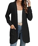 Can't-Miss - 33 Best Cardigan Sweaters for Women for 2026 20 YSYOKOW Women Long Sleeve Open Front Cardigan Casual Lightweight Long Cardigans Loose Knit Outwear with Pockets(Black, Medium)