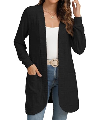 Image of YSYOKOW Cardigan Sweaters for Women Long Sleeve Open Front with Pockets | Long Cardigans for Women Lightweight Soft Casual Dressy Loose Fit Cardigan Sweater with Pockets for Work and Office
