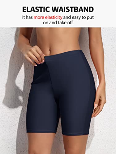 ATTRACO Women's High Waisted Swim Shorts with Pockets Bathing Suit Bottoms Long Board Shorts Plus Size2