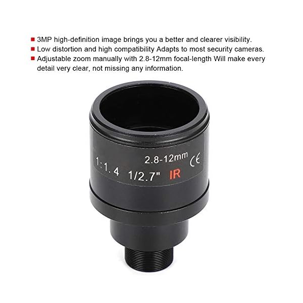 T angxi 2,8-12 mm CCTV-Kameraobjektiv, 1/2,7 3MP 2,8-12 mm M12 HD Manuelles Zoom M12-montiertes CCTV-Board-Objektiv für… – Bild 8