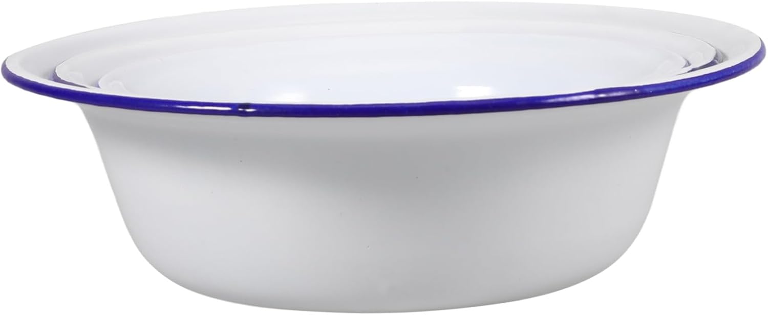 Garneck 12pcs Vintage Enamelware Bowl Thicken Soup Mixing Bowls Kitchen Food Containers Easy Pouring Design for Serving Storage