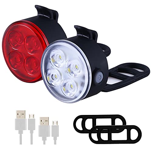 FAYAZ Bike Light Set,Cycling Front Light & Rear Light, USB Rechargeable Bike Light Set Easy to Fit, Waterproof Mountain Road Bike Lights Rechargeable, Safety & Easy Mount LED Cycle Lights, Black