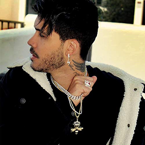 Topgrillz Lightning Bolt Earrings For Men Women 14K Gold Plated Fashion Hip Hop Jewelry Gifts (Gold) #TOP3