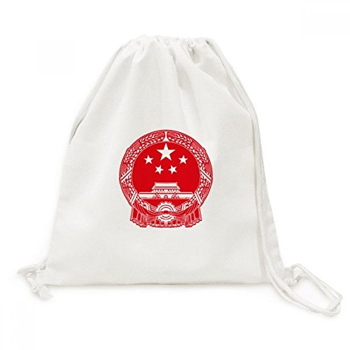 Sac à cordon emblème de Chine en toile rouge pour voyage et sport