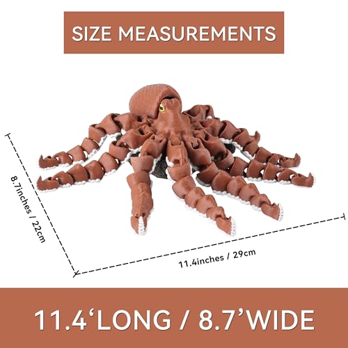 Yipintang Realistic Fully Articulated 3D Printed Octopus Figurine, 11.4 Inches, Flexible Tentacles, Durable Joint Design for Desk, Shelf & Home Decor — view 2