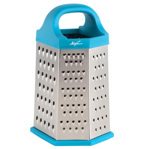Image of Signamio 7 in 1 Cheese Grater Stainless Steel Vegetable Slicer for Kitchen - Carrot Grater Machine and Multi-Function Slicer Box, Durable Blades for Efficient Food Preparation - Multicolor