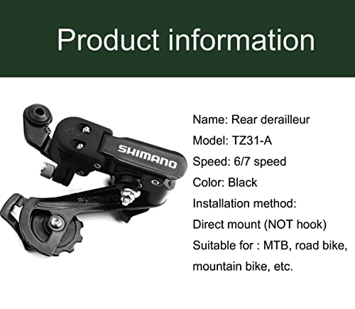 THALOUS Bicycle Rear Derailleur RD-TZ31-A Tourney 6/7 Speed for MTB Bike Direct Mount