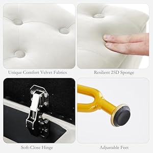 Vanitystoolchairwithstoragesquarevelvetmakeupvanitychairwithmetallegsadjustablegoldfeetfliptopottomanfootrestwithsoftpaddedseatforbedroomlivingroom Urban Country Home Decor Vanity stool chair with storage square velvet makeup vanity chair with metal legs adjustable gold feet flip top ottoman foot rest with soft padded seat for bedroom living room urban country home decor