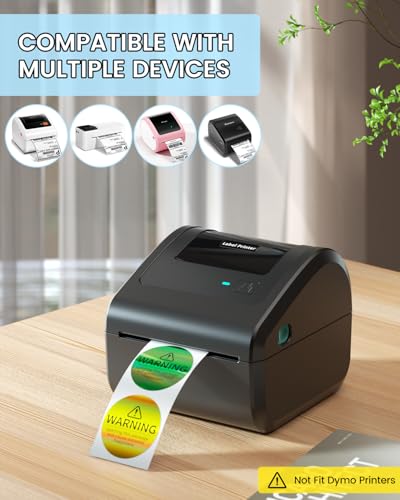 Image of 4 Color Circle Holographic Thermal Labels, Self-Adhesive Waterproof Direct Thermal Stickers for DIY Logo, QR Code, Compatible with MUNBYN, JADENS, NeIko, 400 PCS /Roll