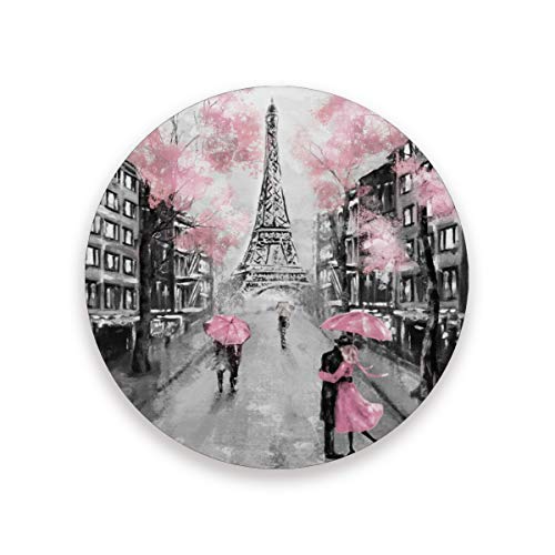 Baofu Eiffel Tower Coasters Absorbent Moisture Non-Slip Drink Coaster Vintage Art Valentine's Day Ceramic Stone with Cork Base Desktop - Protection Prevent Furniture Damage 4PCS