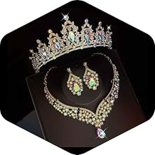 Kamirola Bridal Wedding Tiara Crown Jewelry Set for Women/Brides/Bridesmaids Crystal Jewelry Set for Wedding Prom Party Bridal Crystal Necklace Earrings Bracelet SetTR60