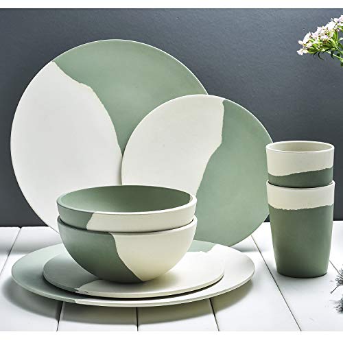 Morgiana 8Pcs Bamboo Dinnerware Set, Morgiana 8-Pieces Reusable Tableware Set Bamboo Fiber Plates, Cups, Bowls For 2 Person For St. Patrick's Day #TOP5