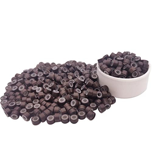 Flosius 500 stuks 5 mm siliconen microrings voor haarverlenging en -virdichting, schakelkralen voor I-tip extensies van echt haar