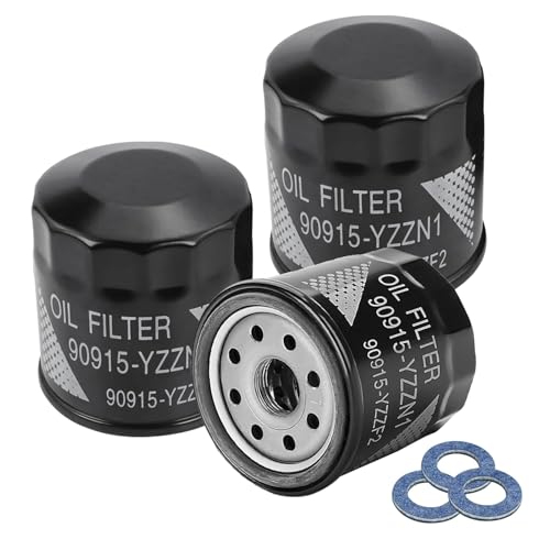 3 PCS Oil Filter 90915-YZZN1 with Drain Plug Washers Compatible with Toyota Prius 1.5L 2001-2009 Yaris 1.5L 2006-2019 Matrix 1.8L 2003-2008 Corolla 1.8L 1993-2021 Camry 2.2L 1992-2001.