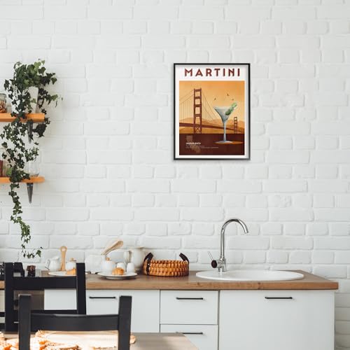 Arte giclée de Martini & Bridge View para decorar un salón sofisticado con marco retro negro 3