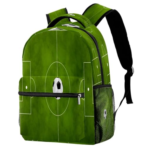 Sac à dos terrain de football vert pour l'école et le voyage 29x20x40cm