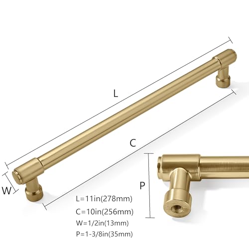 CABDM 2 Pack 10 Inch Cabinet Handles - Brushed Gold & Satin Brass Drawer Pulls by CABDM - Image 2