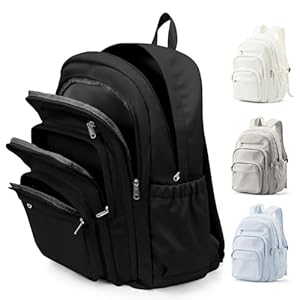 pectodox Schwarzer Rucksack Damen Herren, Leichter Schulrucksack Teenager Mädchen Jungen, Wasserabweisend Uni Rucksack mit Vielen Fächern, roß Casual Daypacks Travel Schulrucksäcke