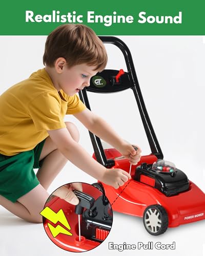 image for CT SPORTS Kids Lawn Mower with Realistic Grass-Cutting Action and Soun