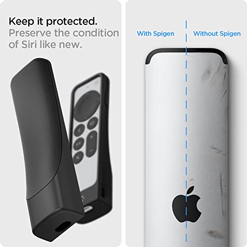 Spigen for Apple TV Siri Remote Case 4th/3rd/2nd Gen, Silicone Fit | For 2026/2022/2021, Anti-Slip, Shockproof, Compatible with AirTag, Wrist Strap, Slim, lightweight, Protective - Black - image 5