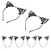 LUOZZY 6pcs Lace Cat Ears Headband Black Hollow Out Hair Accessories for Women Girls Halloween Party Cosplay Fashion Headwear