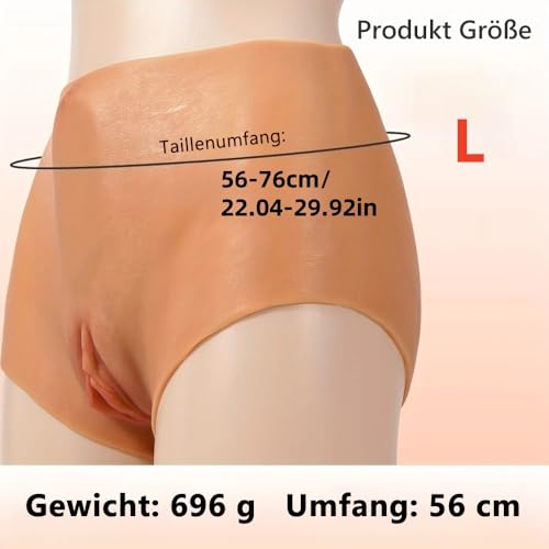 Hmxseu Flüssiges Silikon Vagina Höschen Versteckte Strap-On Pussy Realistische Fake Vagina Unterwäsche Mit Vaginal und Anal Kanal Tragbaren Vulva Crossdresser HöSchen Für Sissy Cosplay(L)