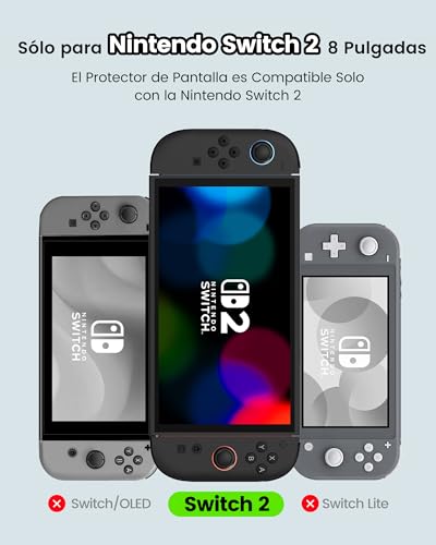 TRANSNOVO Protector de Pantalla Compatible con Nintendo Switch 2 (2025, 7,9 pulgadas) – Cristal Templado Ultra HD, Dureza 9H, Anti-Rayones, Sin Burbujas, Instalación Fácil con Marco de Guía, 2 Piezas - imagen 2