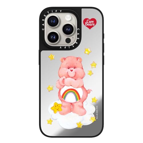 CASETiFY �~���[ iPhone 15 Pro �P�[�X [����(�X�}�z�J�o�[) / MagSafe�Ή�/�w��h�~/Care Bears Co-Lab] - �V���o�[ (�u���b�N�o���p�[) - Cheer Bear Case