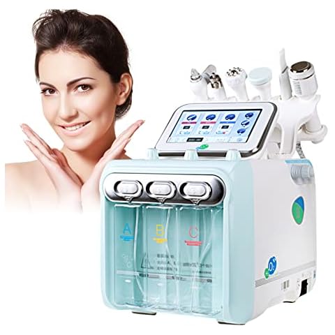Hydrogen Oxygen Facial Beauty Machine, Professional 6 in 1 Hydrafacial Facial Machine for Vacuum Suction Blackhead Acne Removal, Small Bubble Dermabrasion Jet Peel Sprayer Cover