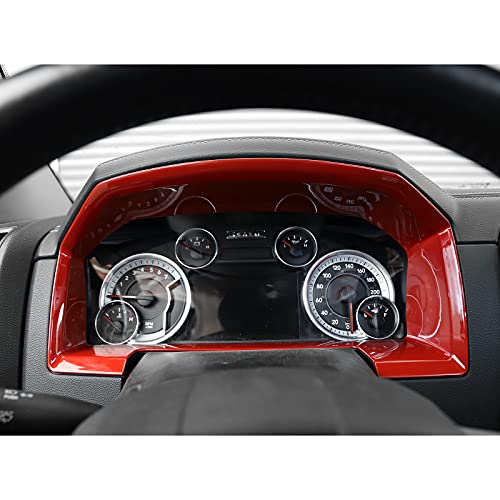 Jecar Dashboard Cover Abs Dash Board Panel Trim Frame Bezel For 2010-2017 Dodge Ram (Red) #TOP4