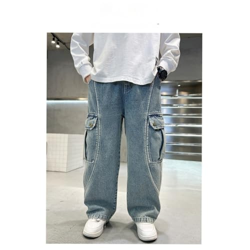 Hip Hop Baggy Cargo Jeans for Girls Wide Leg Muti Pockets Denim Pants Cool Elastic Waist Casual Streetwear Y2k Trouser2