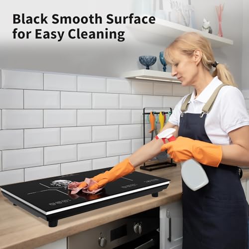 VBGK Double Induction Cooktop,110V 4000W Electric burner,2 burner Hot Plate LED Sensor Touch Energy-Saving induction stove top with Child Safety Lock & Timer 2 burner induction cooktop