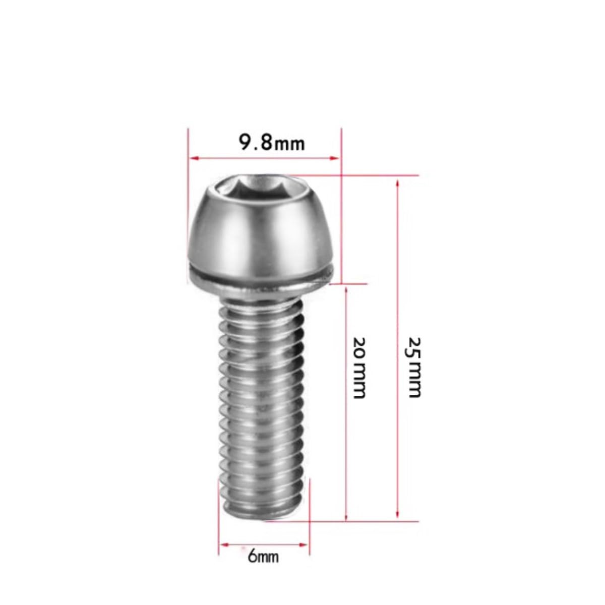 Set di 6 viti per attacco manubrio, per bicicletta, per bici da corsa, MTB, mountain bike, M6 x 20 mm