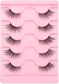 False Eyelashes Natural Half Lashes Short Wispy Clear Band Lashes Pack Cat Eye 3D Faux Mink 3/4 Eye Lashes Multipack By AUPALADA