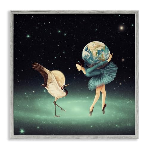 Crane Ballerina Space Nebula, 24 x 24 Inch Framed Giclée Print