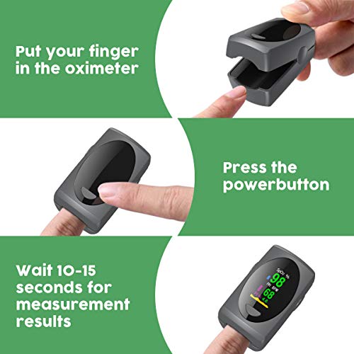Pulse Oximeter Fingertip, Portable Blood Oxygen Saturation Monitors for Heart Rate Monitors and SpO2 Fast Reading Oxygen Meter,Finger Pulse Ox Monitor with Finger Oxygen Sensor - Thumbnail 6
