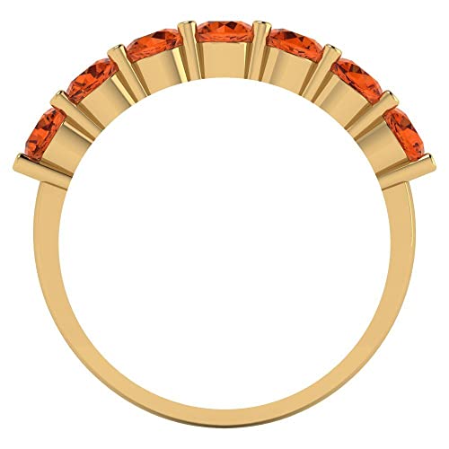 Clara Pucci 1.19 tcw Eternity Wedding Band for Women - 3.5mm Round Cut Ruby Birthstone Gold Ring - 14K Yellow Gold Stacking Bridal Wedding Ring for her4