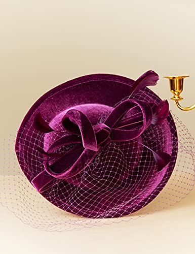 Babeyond Tea Party Fascinator Hat Kentucky Fascinator Derby Headband Pillbox Hat Purple #TOP1