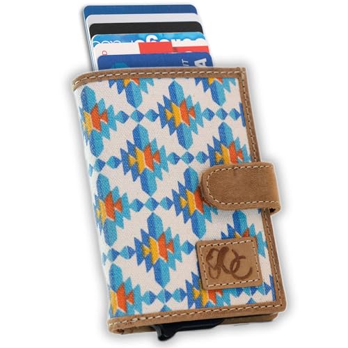 Image of Full Grain Leather Pop-Up Wallet for Men - RFID Blocking Bifold with Quick Card Access - Slim Minimalist Design - Holds 8+ Cards & Cash (AZTEC)