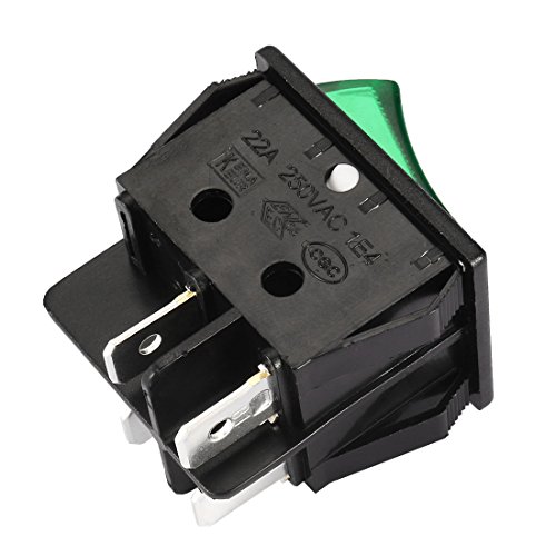 Uxcell 2Pcs Dpst On Off 4Pin On/Off Green Led Light Boat Lights Rocker Switch Push Button Switch Ac 20A/125V 22A/250V #TOP3
