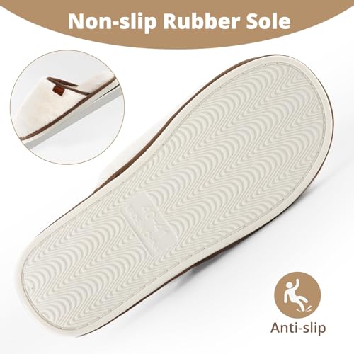 HUXMEYSON Slippers for Women, Fuzzy Faux Rabbit Fur Womens Slippers – Cozy, Soft, Lightweight, Non-Slip Memory Foam Indoor House Shoes3