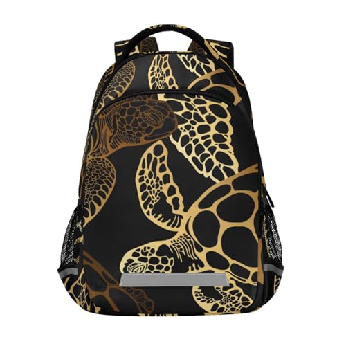 Amooorous Golden Sea Turtle Ocean Waves - Mochila de tenis para niños con grandes mochilas para mujeres para bebés varon, Golden Sea Turtle Ocean Waves Boho, M