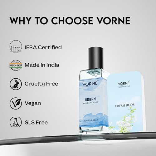 Image of VORNE solid perfume 12g & EDP for men and women 20ml | Fresh Buds & urban | Gift Set for men and women | Strong Long-Lasting, alcohol-free, green citrus and woody aromatic fragarance | Ideal for daily use | Pack of 2